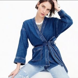 J crew denim-ish wrap jacket indigo
